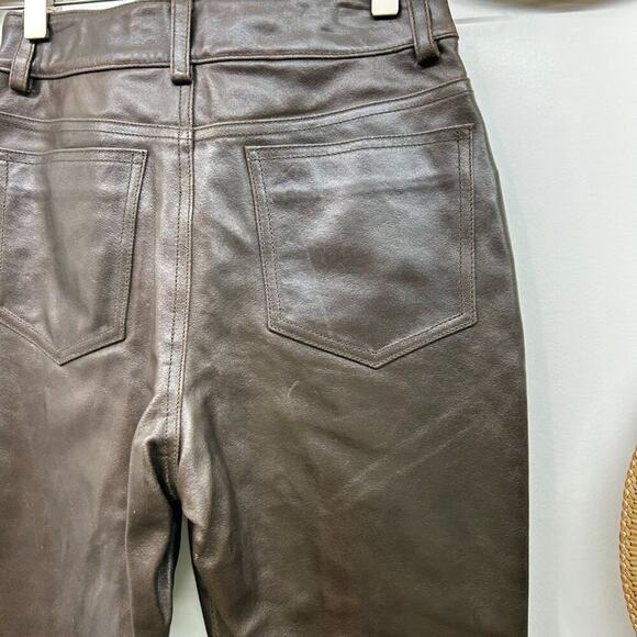 Vintage Maxima Wilsons Leather Neutral Brown Leather Straight Leg Pants 2 - Picture 10 of 11